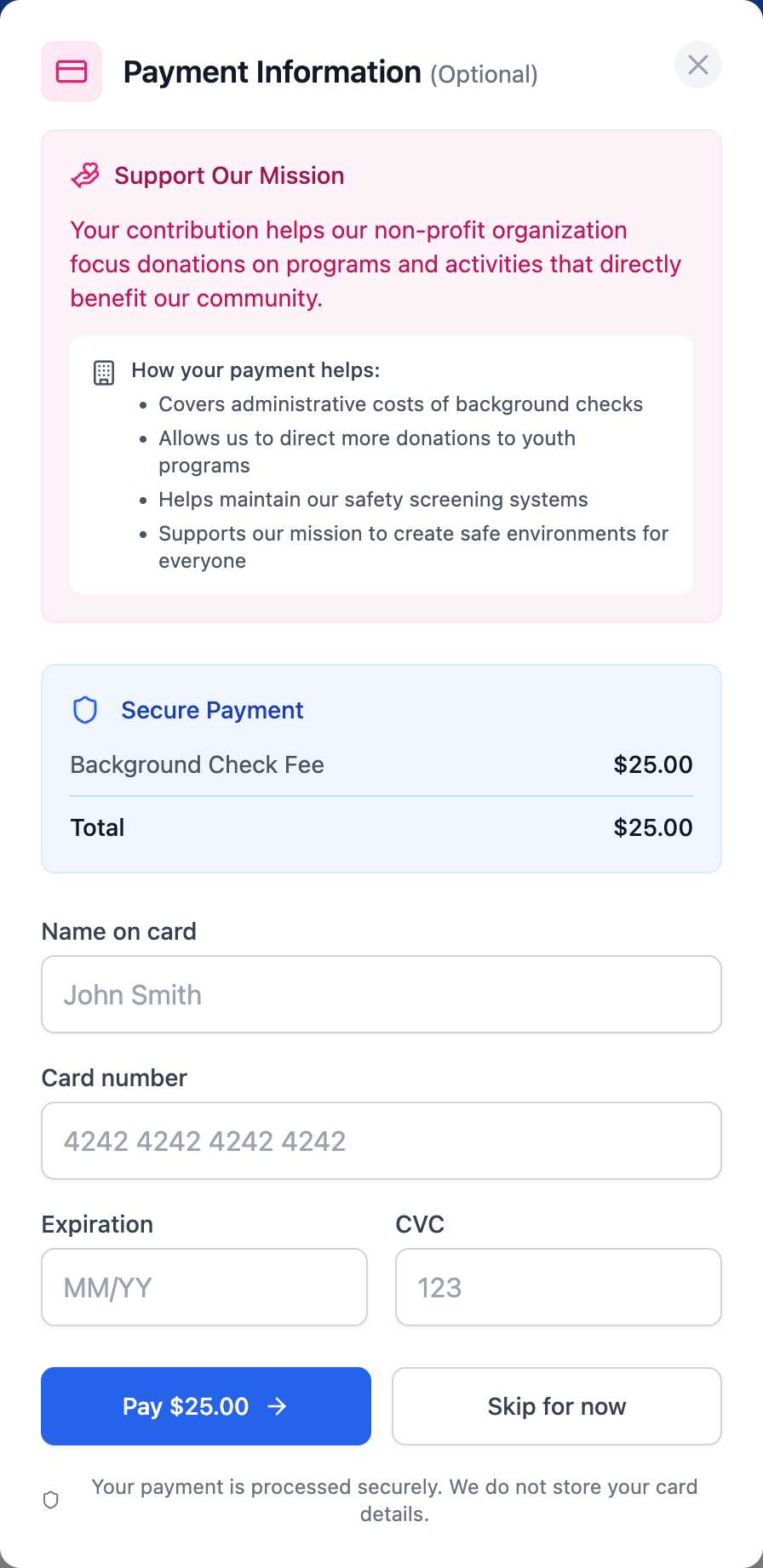 User Payment View
